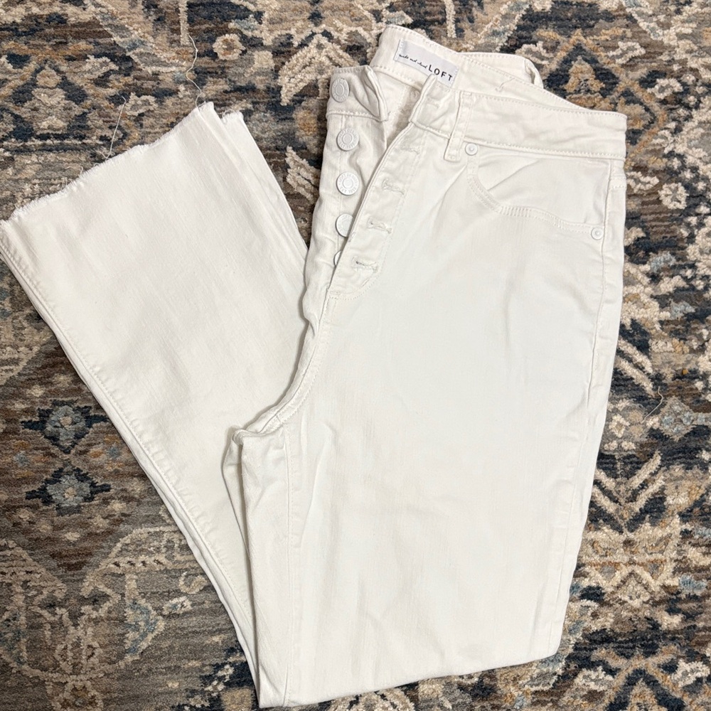 Loft White Button-Fly Jeans